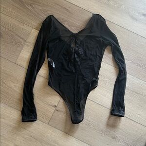 Black Sheer Long Sleeve Bodysuit